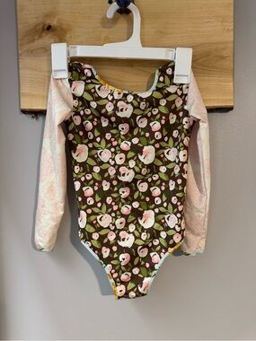 SweetHoney Floral Long Sleeve Leotard in Brown, Pink and Green